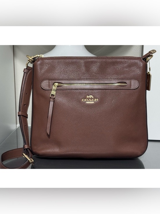 Coach Handbags - COACH Mae File Crossbody Bag | BROWN Pebble Leather |‎ Gold Hardware